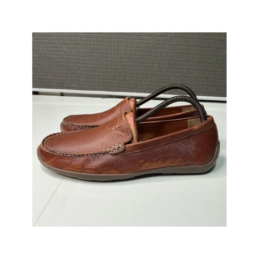 Tommy Bahama Men's Brown Perforated Leather Loafers Size 9.5W Made In India